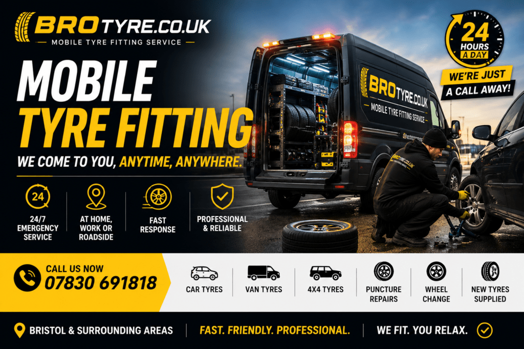 BROTYRE 24 hour emergency mobile tyre fitting service in Bristol - call 07830 691818