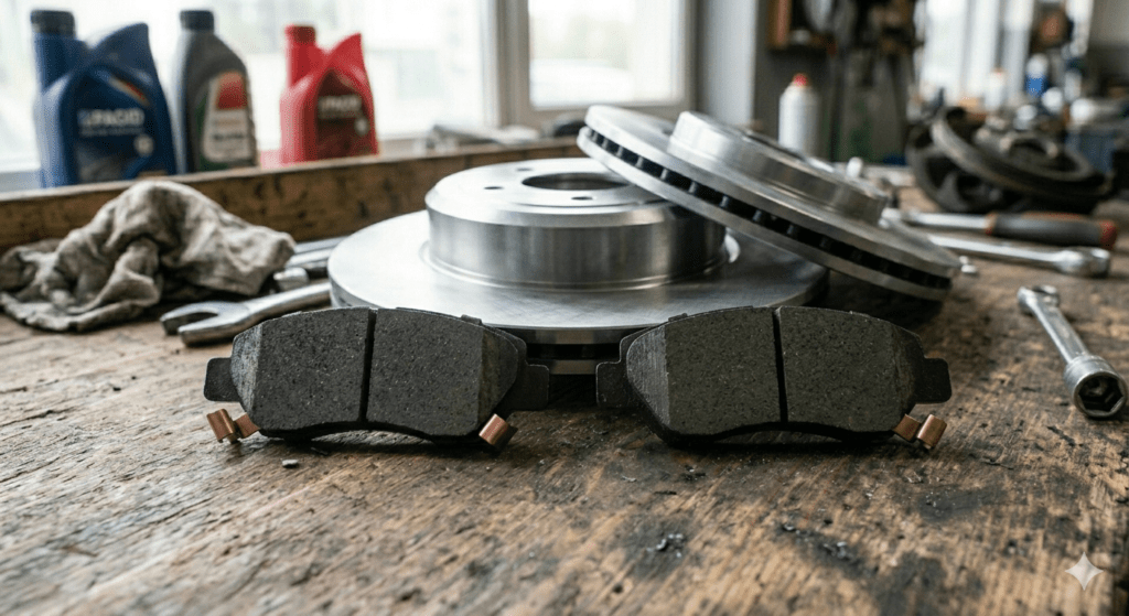 the photo of brake pads and discs.
