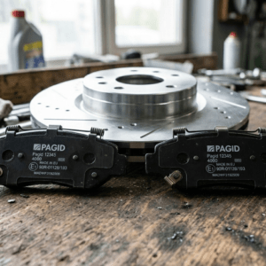 the front brake pads and disc photo.